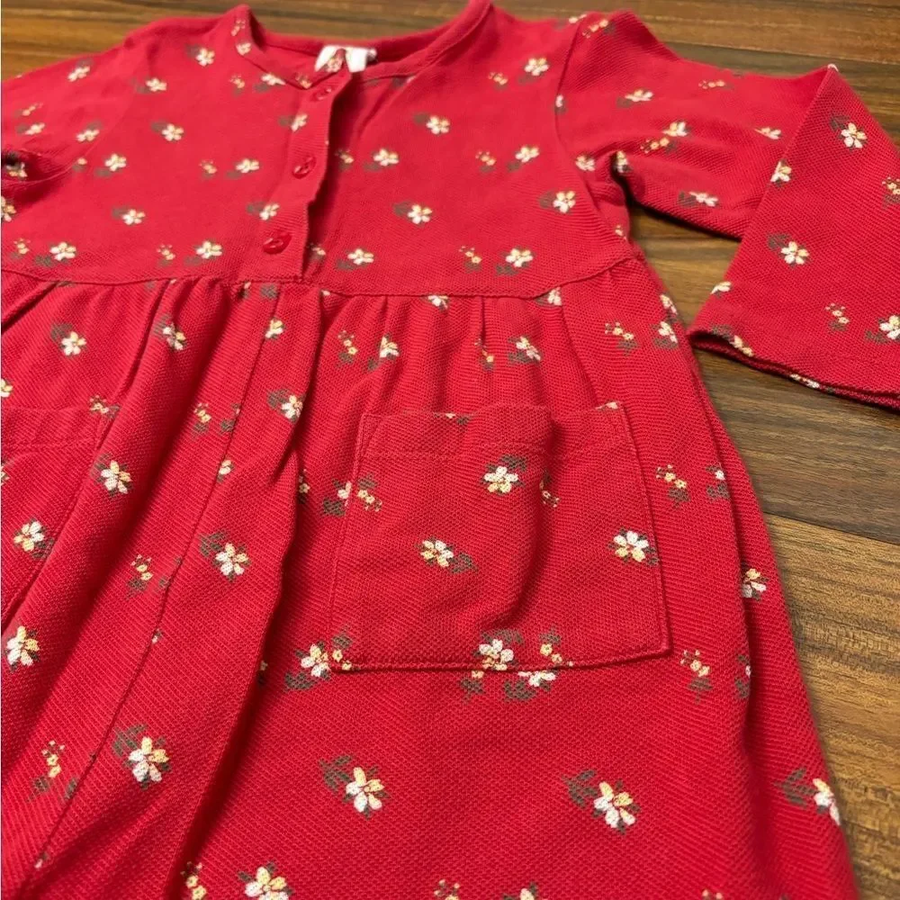 Baby Gap vintage red floral long sleeve jumpsuit romper